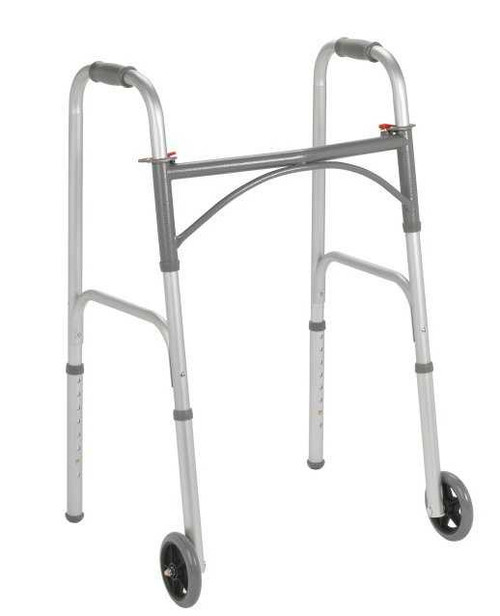 Folding Walker Adjustable Height McKesson Steel Frame 350 lbs. Weight Capacity 32 to 39 Inch Height 146-10244-4 Case/4 2132 MCK BRAND 1128891_CS