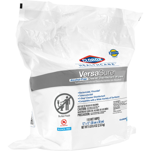 Clorox Healthcare VersaSure Surface Disinfectant Cleaner Refill Premoistened Quaternary Based Manual Pull Wipe 110 Count Pouch Scented NonSterile, 31761, Pack of 1