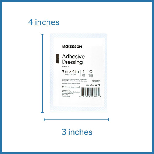 McKesson Non-Adherent Dressing with Adhesive 3 X 4 Inch Sterile 1 per Pack, 16-4273, Pack of 1