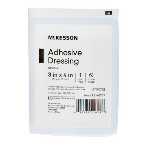 McKesson Non-Adherent Dressing with Adhesive 3 X 4 Inch Sterile 1 per Pack, 16-4273, Pack of 1