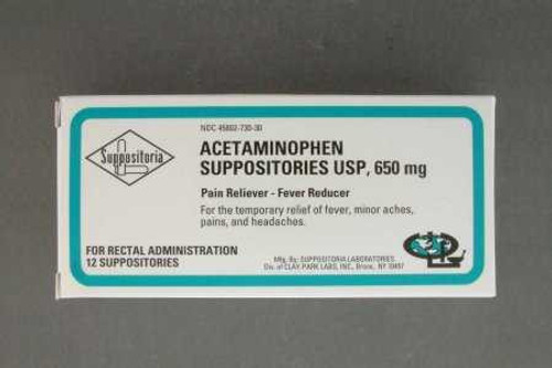 Pain Relief 650 mg Strength Acetaminophen Rectal Suppository 12 per Box 45802073030 Box/12 49348081801 Clay Park Laboratories 245598_BX Pain Relief 650 mg Strength Acetaminophen Rectal Suppository 12 per Box 45802073030 Box/12 49348081801 Clay Park Laboratories 245598_BX