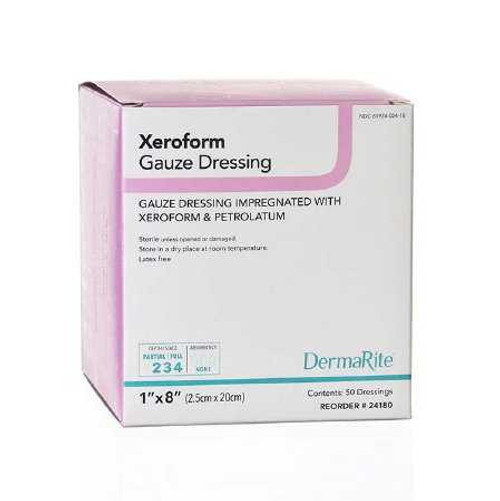 Impregnated Dressing DermaRite1 X 8 Inch Gauze Xeroform / Petrolatum Sterile 24180 Each/1 A10032-60 DermaRite Industries 946774_EA