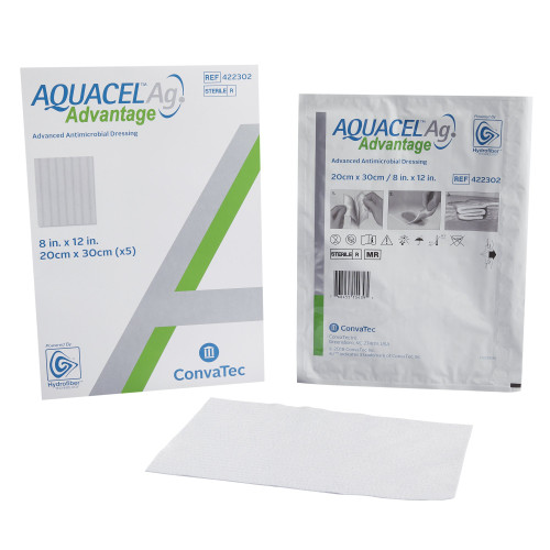 Aquacel Ag Advantage Silver Hydrofiber Dressing 8 X 12 Inch Rectangle Sterile, 422302, Box of 5