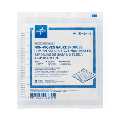 Avant Gauze Nonwoven Sponge 4 X 4 Inch 4-Ply Sterile 2 per Pack, NON21444, Box of 50