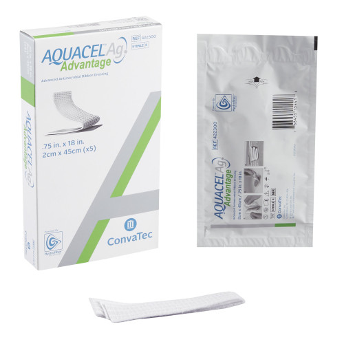 Aquacel Ag Advantage Silver Hydrofiber Dressing 3/4 X 18 Inch Ribbon Sterile, 422300, Pack of 1