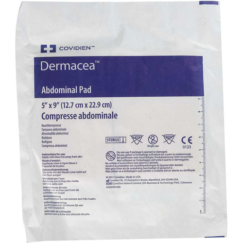 Abdominal Pad Dermacea Nonwoven Fluff 5 X 9 Inch Rectangle NonSterile 6196D Each/1 6034304 Cardinal 566401_EA
