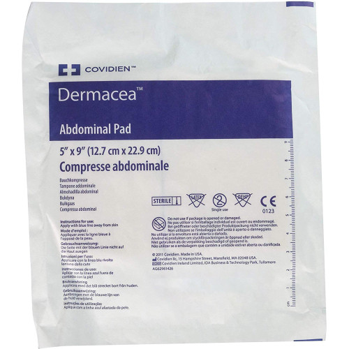 Dermacea Abdominal Pad 5 X 9 Inch NonSterile 880 per Case, 6196D, Pack of 1