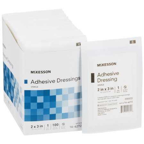 Adhesive Dressing McKesson 2 X 3 Inch Cotton / Polyester Rectangle White Sterile 16-4272 Each/1 55588P MCK BRAND 1088663_EA