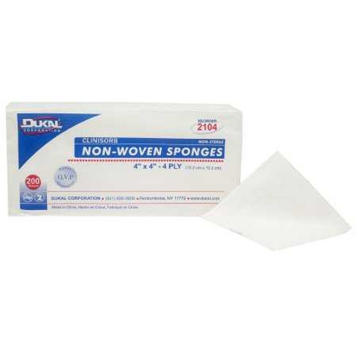 Nonwoven Sponge Clinisorb Polyester / Rayon 4-ply 4 X 4 Inch Square NonSterile 2104 Bag/200 1083 Dukal 384759_BG