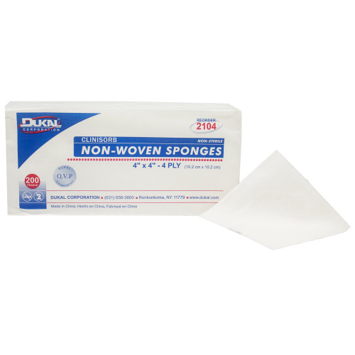 Clinisorb Nonwoven Sponge 4 X 4 Inch 4-Ply NonSterile 200 per Pack, 2104, Bag of 200