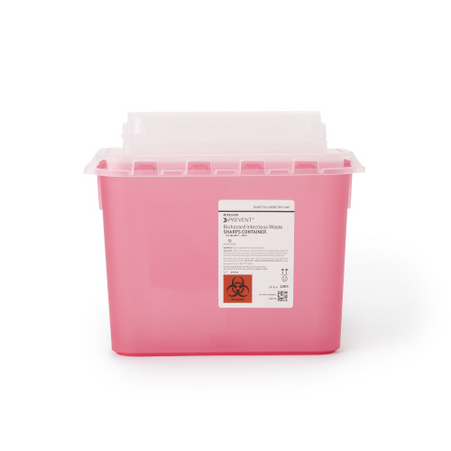 McKesson Prevent Sharps Container Red Base 11 H X 12 W X 4-3/4 D Inch Horizontal Entry 1.35 Gallon, 2269, Pack of 1