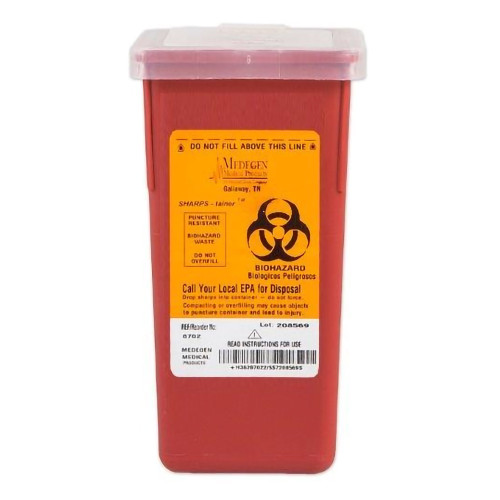 Sharps Sharps Container Red Base 7 H X 3-1/2 W X 3-1/2 D Inch Vertical Entry 0.25 Gallon, 8702, Case of 72