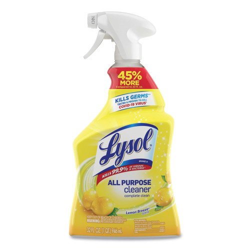 Lysol All Purpose Surface Disinfectant Cleaner Trigger Spray Liquid 32 oz. Bottle Lemon Breeze Scent NonSterile, RAC75352CT, Pack of 1