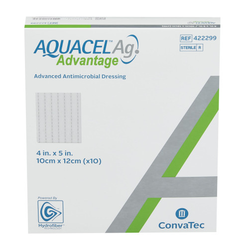 Aquacel Ag Advantage Silver Hydrofiber Dressing 4 X 5 Inch Rectangle Sterile, 422299, Pack of 1