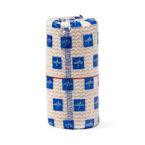 Elastic Bandage Matrix 4 Inch X 5 Yard Medium Compression Double Hook and Loop Closure Natural NonSterile MDS087004LF Box/10 900M/GREEN MEDLINE 498691_BX