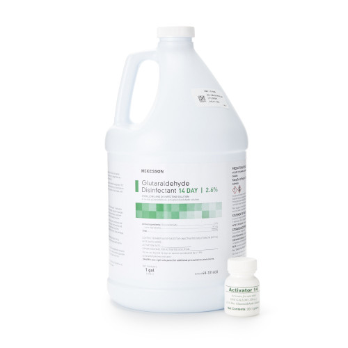 McKesson 14 Day Glutaraldehyde High-Level Disinfectant Activation Required Liquid 1 gal. Jug Reusable, 68-101400, Gallon of 1