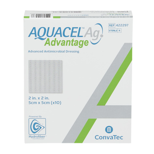 Aquacel Ag Advantage Silver Hydrofiber Dressing 2 X 2 Inch Square Sterile, 422297, Box of 10