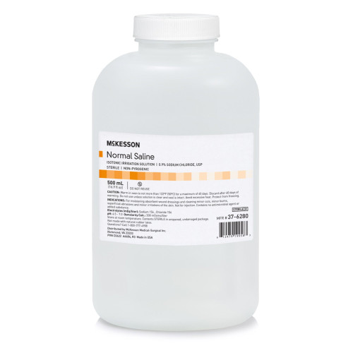 McKesson Irrigation Solution - OTC 0.9% Sodium Chloride Not for Injection Bottle, Screw Top 500 mL, 37-6280, Pack of 1