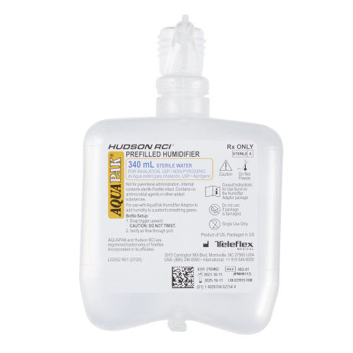 Aquapak Humidifier 340 mL Sterile Water, HUD00301, Case of 20