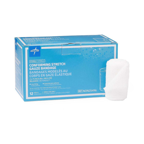 Conforming Bandage Sof-FormPolyester / Rayon 1-Ply 2 X 75 Inch Roll Shape Sterile NON25496 Case/96 6115461 MEDLINE 1021102_CS
