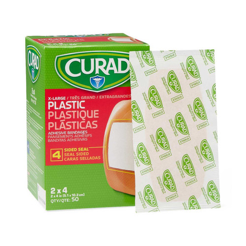Adhesive Strip Curad2 X 4 Inch Plastic Rectangle Tan Sterile NON25504 Case/600 207249 MEDLINE 478853_CS