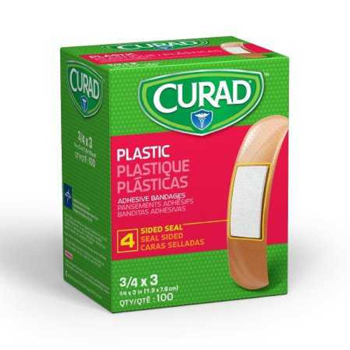 Adhesive Strip Curad3/4 X 3 Inch Plastic Rectangle Tan Sterile NON25500 Box/100 450099 MEDLINE 747083_BX