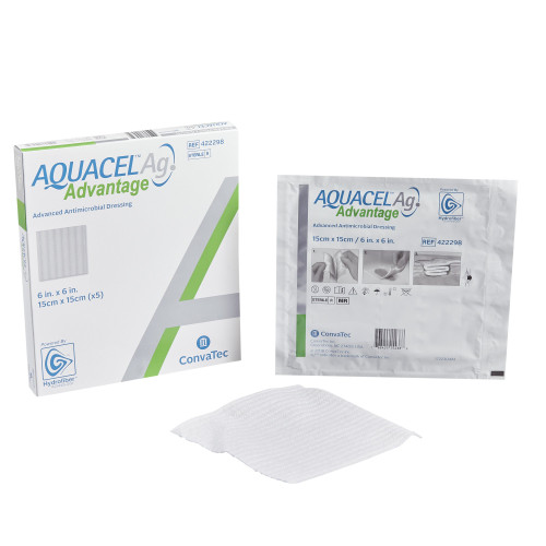 Aquacel Ag Advantage Silver Hydrofiber Dressing 6 X 6 Inch Square Sterile, 422298, Pack of 1