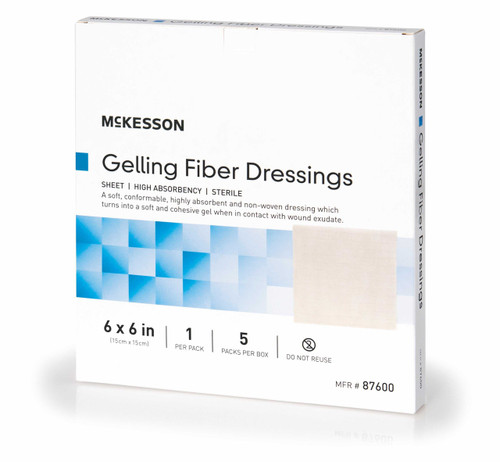 Absorbent Gelling Fiber Dressing McKesson Carboxymethyl Cellulose CMC 6 X 6 Inch 87600 Each/1 GR180 MCK BRAND 1138628_EA