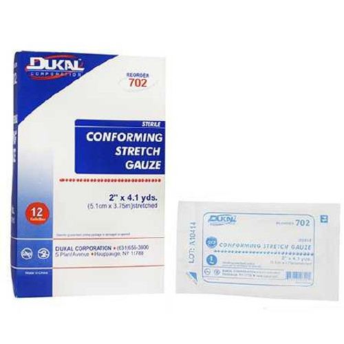 Conforming Bandage Dukal Polyester / Rayon 1-Ply 2 Inch X 4-1/10 Yard Roll Shape Sterile 702 Each/1 6421-I Dukal 314555_EA