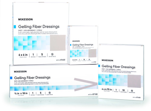 Absorbent Gelling Fiber Dressing McKesson Carboxymethyl Cellulose CMC 6 X 6 Inch 87600 Case/50 HGD-002 MCK BRAND 1138628_CS