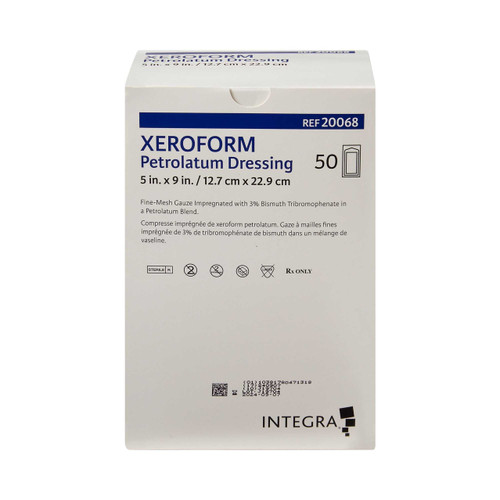 Petrolatum Impregnated Dressing Xeroform 5 X 9 Inch Gauze Bismuth Tribromophenate / Petrolatum Sterile DKC20068 Each/1 26-007976 Derma Sciences 381904_EA