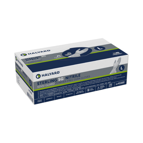 STERLING SG Exam Glove Large NonSterile Nitrile Standard Cuff Length Textured Fingertips Gray Chemo Tested, 41660, Box of 1