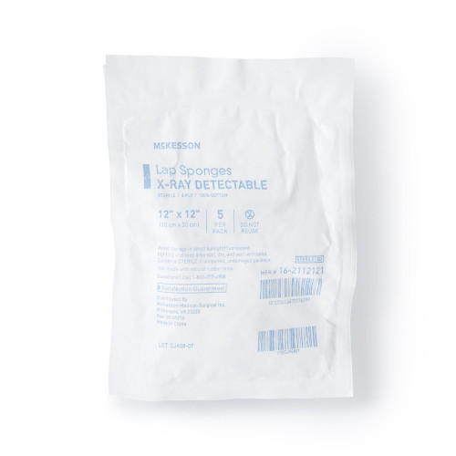 McKesson Surgical Laparotomy Sponge 12 x 12'', 4-Ply, Sterile, 5 per Pack, Sample Pack of 1