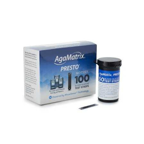 Blood Glucose Test Strips Wavesense Presto 100 Strips per Box No Coding Required For Wavesense Presto Blood Glucose Monitoring System 8000-03337 Case/12 49100 Agamatrix 693967_CS
