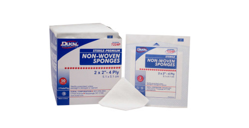 Nonwoven Sponge Clinisorb Polyester / Rayon 4-Ply 2 X 2 Inch Square Sterile 7224 Case/1500 7668 Dukal 387554_CS