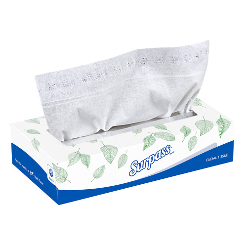 Surpass Facial Tissue, 8 X 8.4", Flat Box, 100 Counts per Box, Box of 100