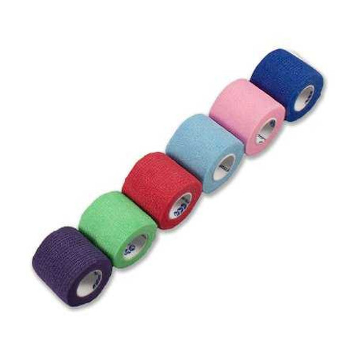Cohesive Bandage Sensi-Wrap 2 Inch X 5 Yard Standard Compression Self-adherent Closure Red / Green / Purple / Dark Blue / Pink / Light Blue NonSterile 3216 Case/36 JAWS-9010-35 Dynarex 997328_CS