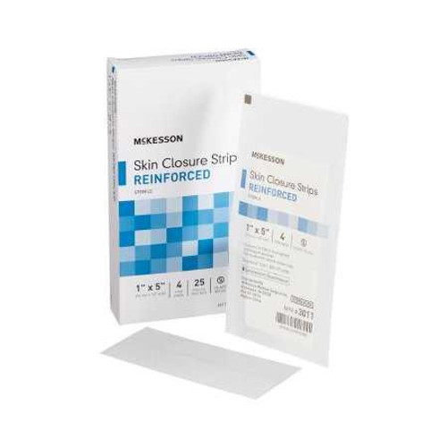 Skin Closure Strip McKesson 1 X 5 Inch Nonwoven Material Reinforced Strip White 3011 Case/100 201140 MCK BRAND 876310_CS