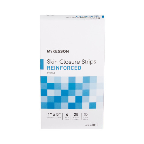 McKesson Skin Closure Strip 1 X 5 Inch Nonwoven Material Reinforced Strip White, 3011, Case of 100