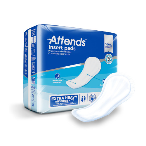 Attends Insert Pad Incontinence Liner 16-1/2 Inch Length Heavy Absorbency Polymer Core One Size Fits Most, IP0400A, Case of 144