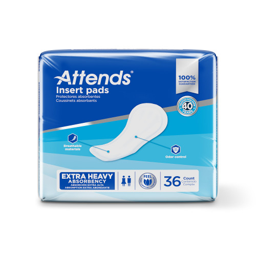 Attends Insert Pad Incontinence Liner 16-1/2 Inch Length Heavy Absorbency Polymer Core One Size Fits Most, IP0400A, Case of 144