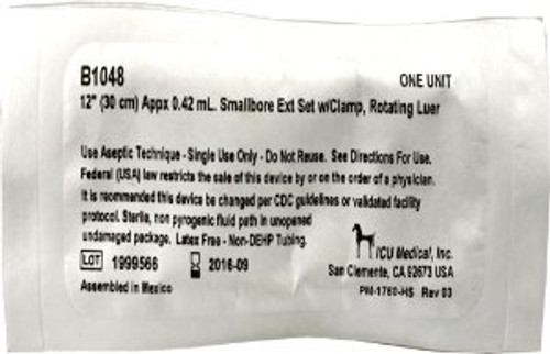 ICU IV Extension Set Small Bore 12 Inch Tubing, B1048, Case of 50