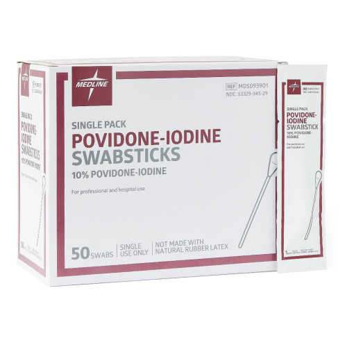 Impregnated Swabstick 10% Strength Povidone-Iodine Individual Packet NonSterile, MDS093901, Case of 500