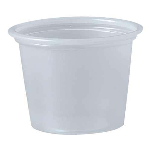 Souffle Cup Solo 1 oz. Translucent Plastic Disposable P100N Sleeve/250