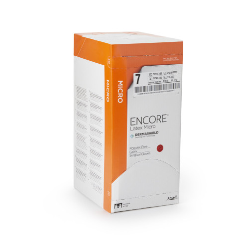 ENCORE Latex Micro Surgical Glove Size 7 Sterile Latex Standard Cuff Length Micro-Textured Brown Chemo Tested, 5787003, Pack of 1