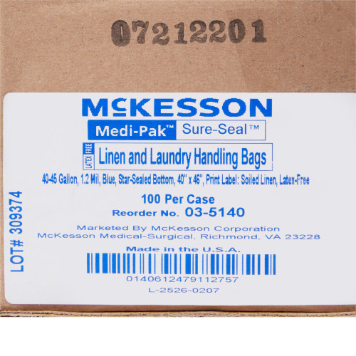 McKesson Soiled Linen Bag 40 to 45 gal. 40 X 46 Inch Disposable, 03-5140, Case of 100