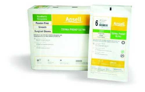 Surgical Glove Derma Prene Ultra Size 7 Sterile Pair Polyisoprene Extended Cuff Length Smooth Green Chemo Tested 8514 Case/200 DEN6290 Ansell 364345_CS