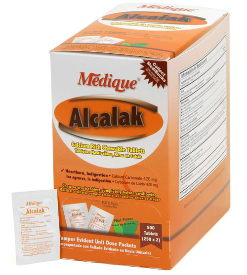 Medique Alcalak Antacid Calcium Rich Chewable Tablet 420 mg, 200 Tablets per Box, Case of 12 Boxes 8137003059 MEDIQUE PRODUCTS 336980_CS