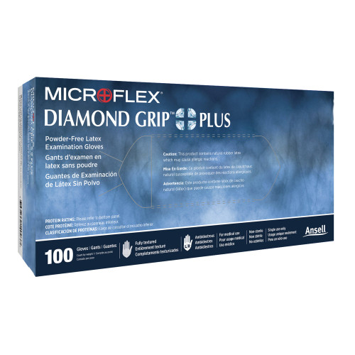 Diamond Grip Plus Exam Glove Small NonSterile Latex Standard Cuff Length Fully Textured White Not Rated, DGP-350-S, Case of 1000