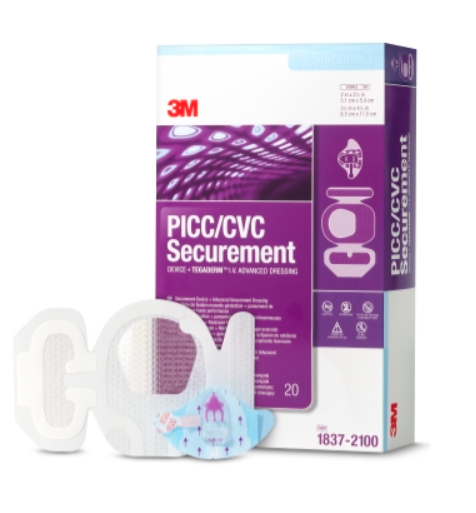 3M Tegaderm PICC/CVC Securement Device + Tegaderm I.V. Advanced Securement Dressing Film 3-1/2 X 4-1/2 Inch Sterile, 1837-2100, Case of 80